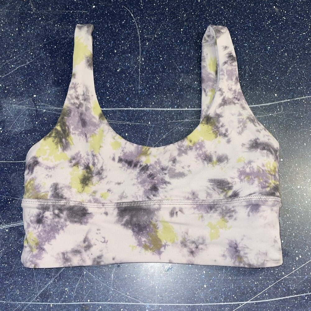 Lululemon Align Reversible Sports Light Gray/Black Tie Dye Scoop Neck Top Sz 2
